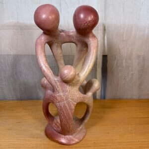 Abstract Family Sculpture Parents Child Figurine Modern Home Decor Pink
